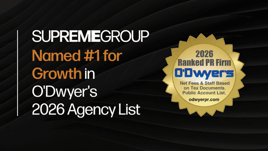Supreme Group Tops O’Dwyer’s PR Agency 2026 Ranking for Growth and Climbs to 4 in Healthcare